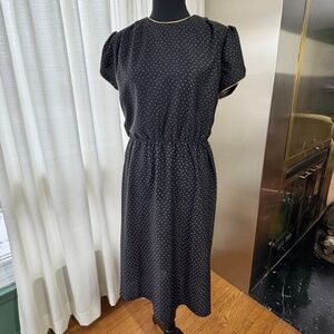 Vintage 1980s dress, black, gold, David Bradley fashion, by Sylvie Parant, 8/10